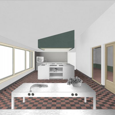 Ontwerp van de keuken van het nieuwe NAVIGO-museum